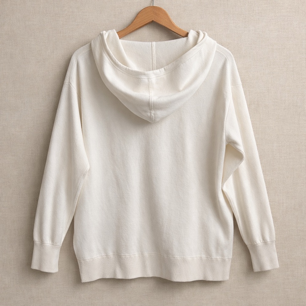 BABATON ARITZIA Hoodie Pullover Sweatshirt Cream Oversized Knit Lounge Minimal - Picture 3 of 9